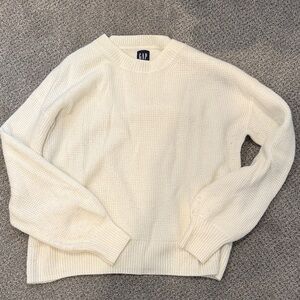 GAP Cream Waffle Knit Crewneck Sweater